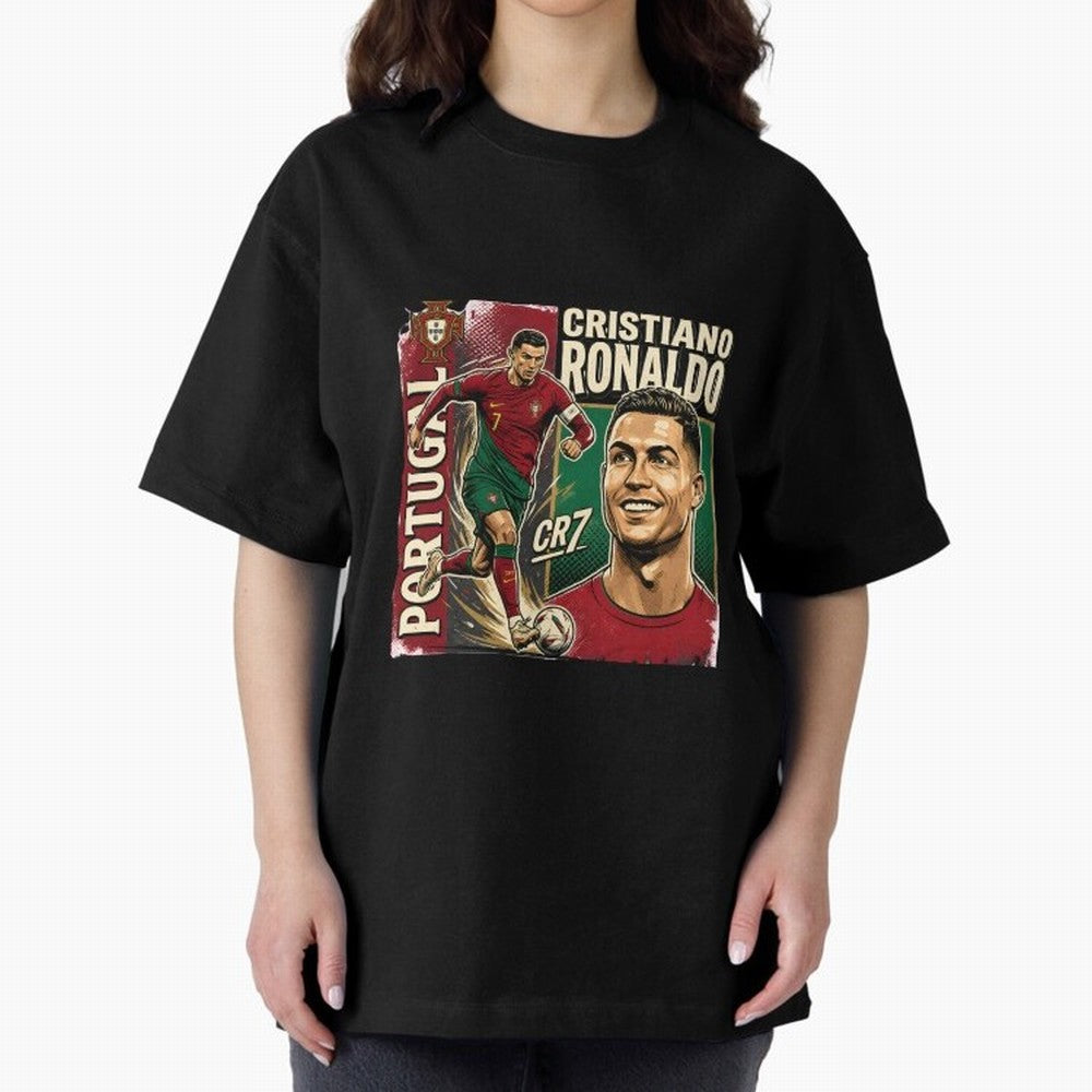 Ronaldo Portugal Vintage Oversized T-Shirt Experience Match Day Hype around FIFA World Cup 2026 Group Stage, Haaland and Mbappe, England and Germany, Stadium Memories, Football Loyalty, International Chants and Championship Tradition; Ideal for