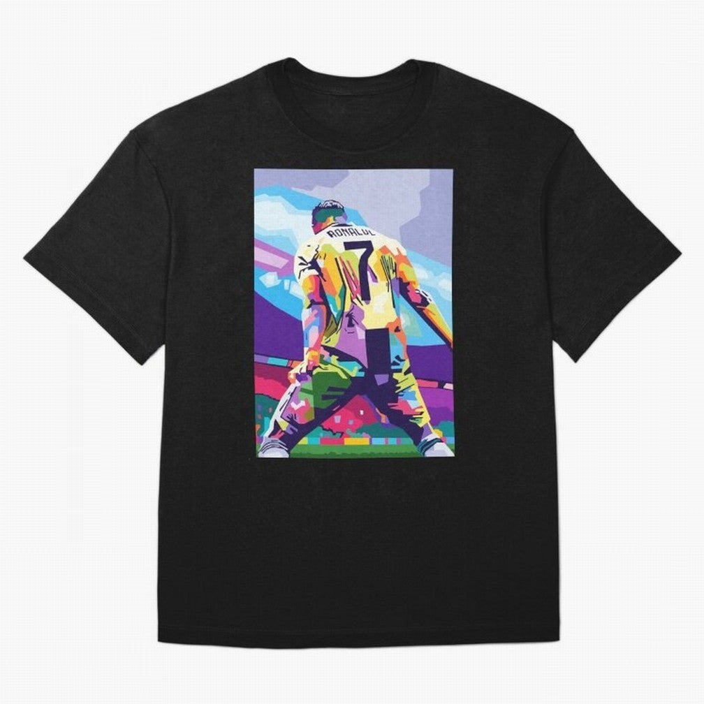 Cristiano Ronaldo Celebration Wpap Pop Art Oversized T-Shirt Honor the Football Icons of the FIFA World Cup 2026 Group Stage Journey through Messi and Cristiano Ronaldo Highlights, Spain Pride, Championship Spirit, Famous Goals, Roaring Crowds and
