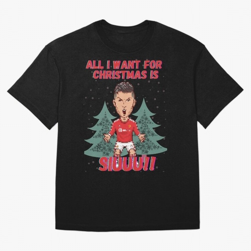 All I Want For Christmas is Siuuu Oversized T-Shirt Support the Legends of FIFA World Cup 2026 Spirit, Made for Argentina, France and Brazil, Neymar, Retro Football Energy, Iconic Rivalries, Trophy Chase Drama and Stadium Atmosphere; Great for