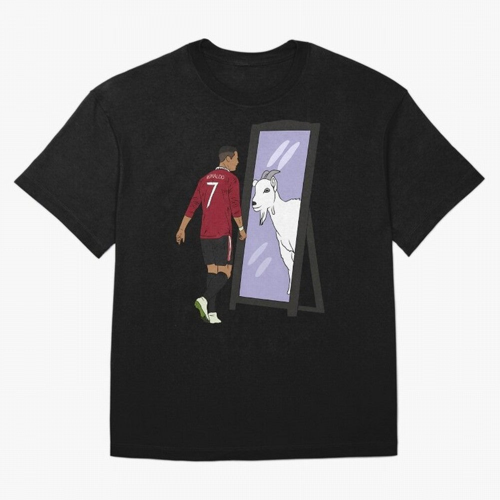 Cristiano Ronaldo Mirror GOAT Oversized T-Shirt Stand Out with Spirit from FIFA World Cup 2026 USA Canada Mexico Spirit, Celebrating Netherlands, Mbappe and Neymar, Sports Nostalgia, International Competition, Famous Players and Unforgettable