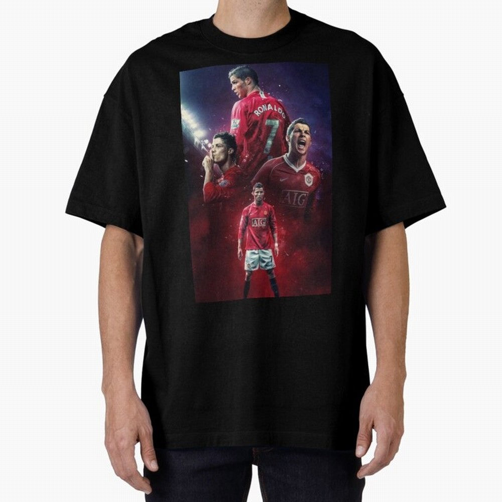 CR7 Art Wallpaper Ronaldo Posters Oversized T-Shirt Experience the Global Stage of FIFA World Cup 2026 Spirit, Made for Brazil, Cristiano Ronaldo, Sports Nostalgia, International Competition, Famous Players and Unforgettable Victories; Made for