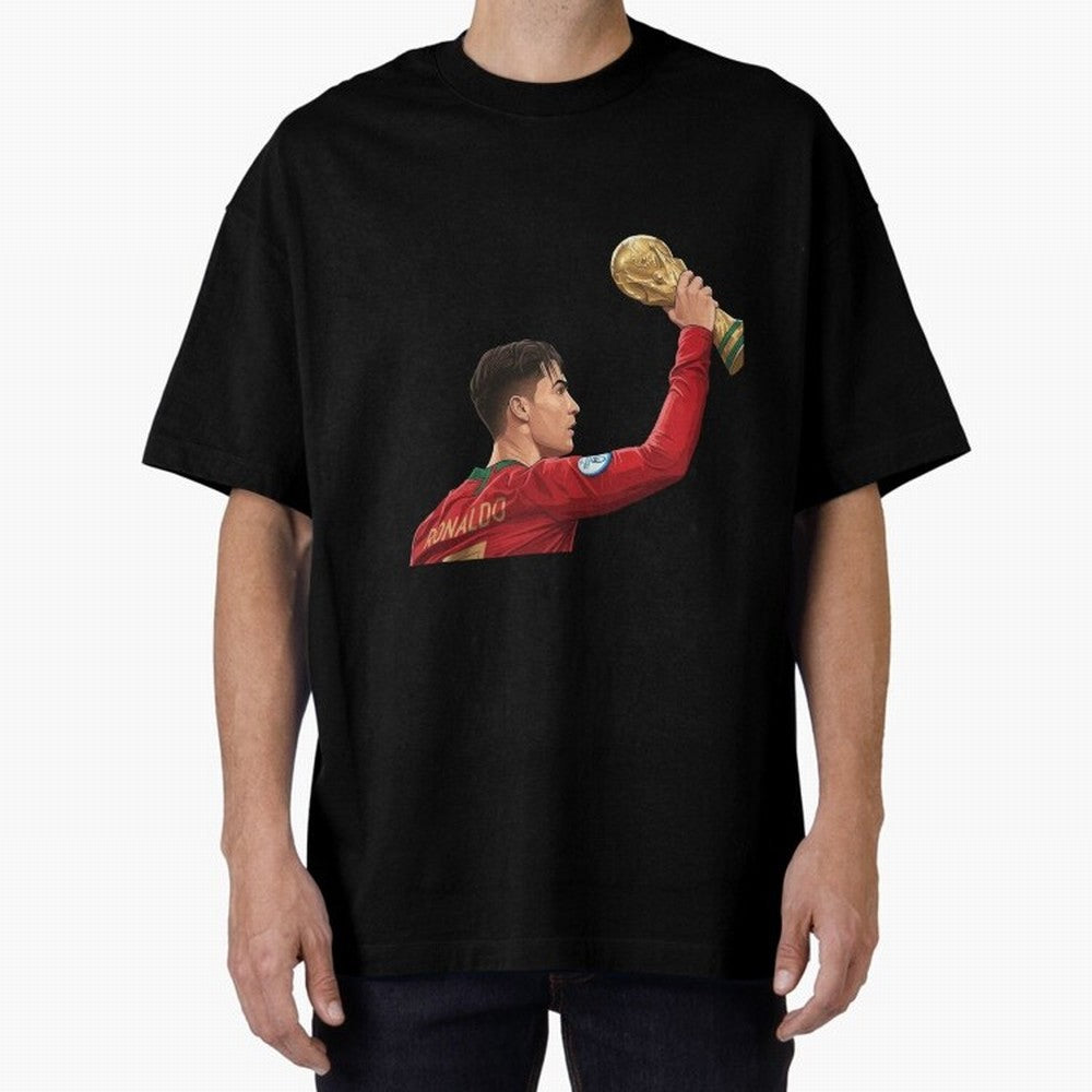 Cristiano Ronaldo Oversized T-Shirt Keep the Legacy of FIFA World Cup 2026 USA Canada Mexico Spirit, Connected to France, Mbappe, Retro Football Energy, Iconic Rivalries, Trophy Chase Drama and Stadium Atmosphere; Great for Watch Parties, Sports