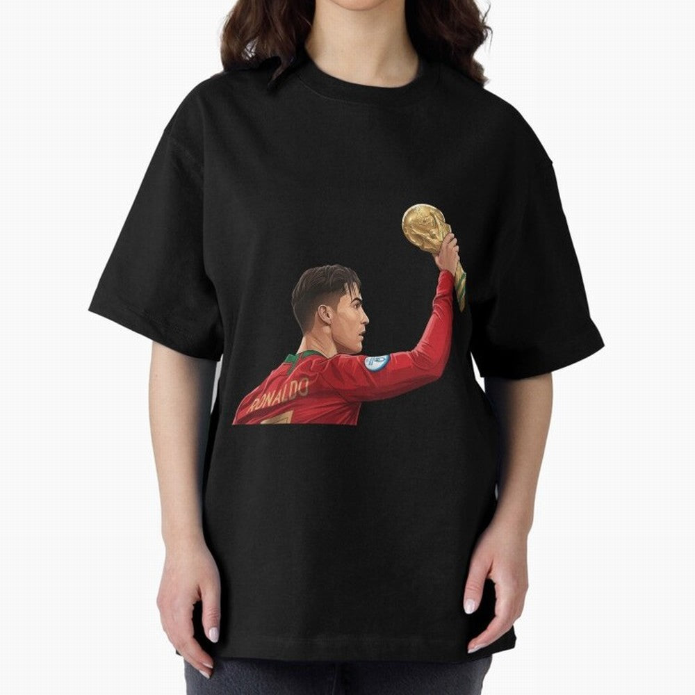 Cristiano Ronaldo Oversized T-Shirt Keep the Legacy of FIFA World Cup 2026 USA Canada Mexico Spirit, Connected to France, Mbappe, Retro Football Energy, Iconic Rivalries, Trophy Chase Drama and Stadium Atmosphere; Great for Watch Parties, Sports