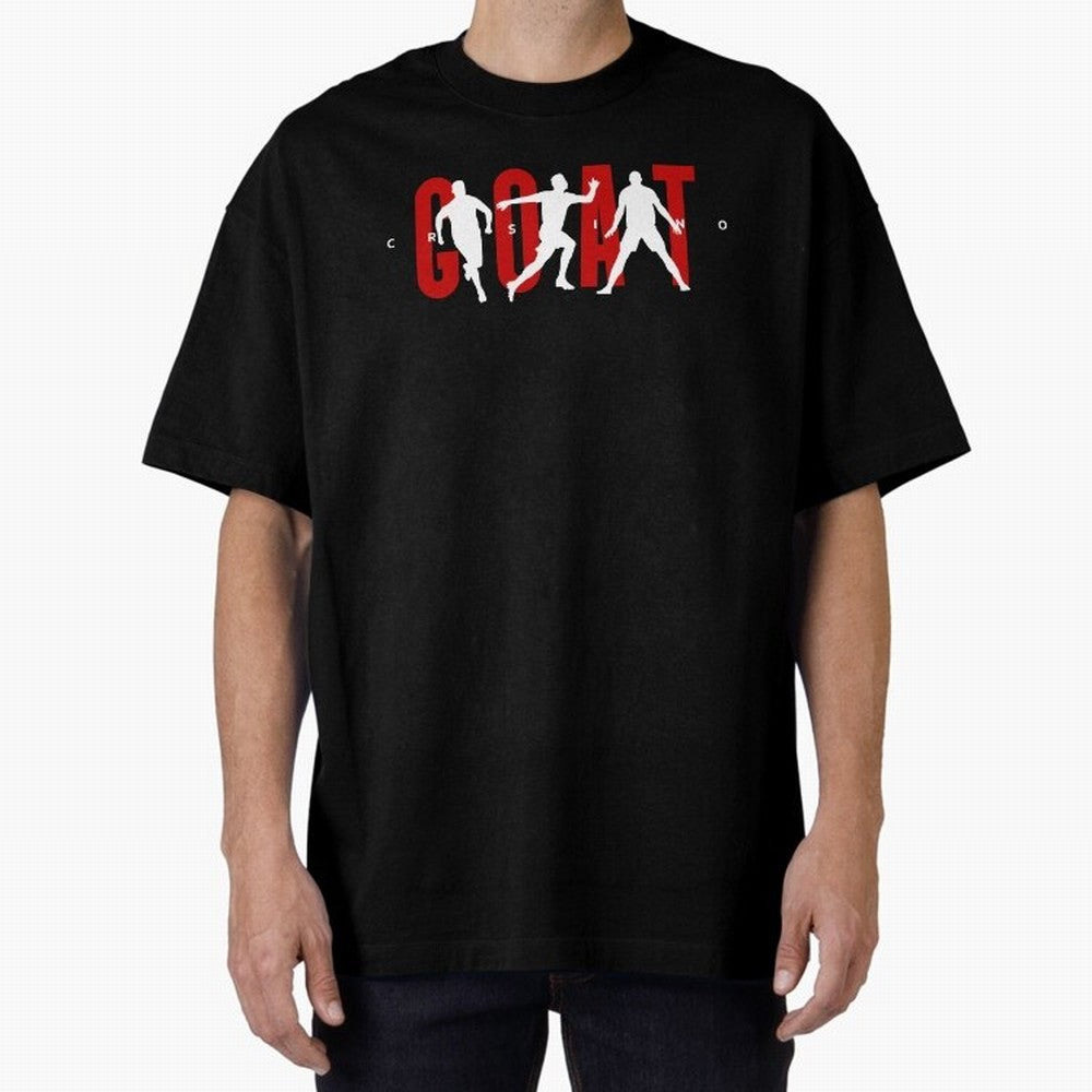 Cristiano Ronaldo Goat Oversized T-Shirt Celebrate Supporters United by the FIFA World Cup 2026 Journey through Haaland Highlights, France Pride, Classic Soccer Heritage, Championship Pressure, Fan Loyalty and International Pride; Ideal for