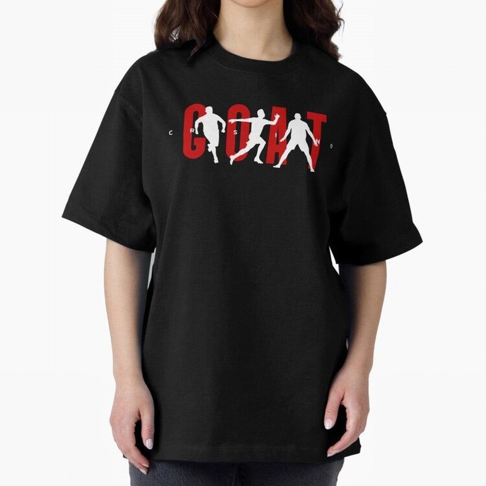 Cristiano Ronaldo Goat Oversized T-Shirt Celebrate Supporters United by the FIFA World Cup 2026 Journey through Haaland Highlights, France Pride, Classic Soccer Heritage, Championship Pressure, Fan Loyalty and International Pride; Ideal for