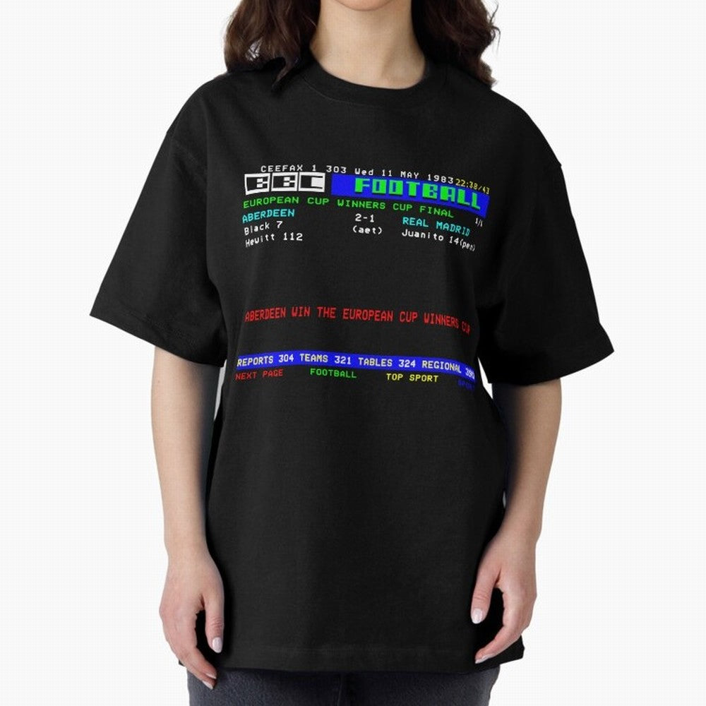 Aberdeen Cup Winners Cup Final 1983 CEEFAX Oversized T-Shirt Show Your Stadium Side during the FIFA World Cup 2026 Journey through Haaland and Mbappe Highlights, England and Germany Pride, Tournament Hype, Historic Matchups, Family Viewing Parties