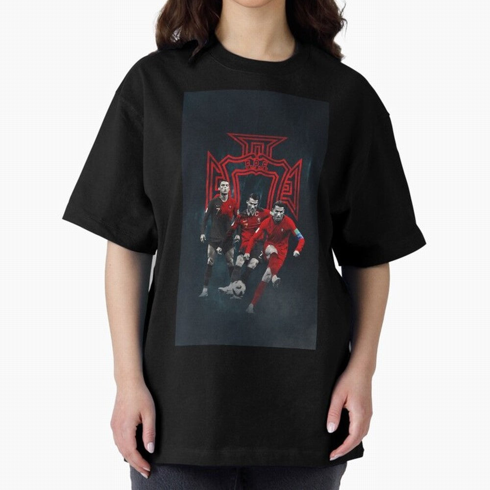 Art CR7 Wallpaper Oversized T-Shirt Honor the Beautiful Game during FIFA World Cup 2026 Group Stage Connected to Mbappe, Argentina Energy, Sports Nostalgia, International Competition, Famous Players and Unforgettable Victories; Created for Match