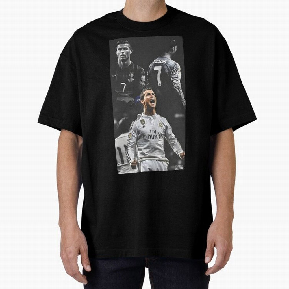 Cristiano Ronaldo CR7 Football Art Poster Oversized T-Shirt Bring Retro Soccer Energy to Global Football Passion for FIFA World Cup 2026 USA Canada Mexico, Filled with Cristiano Ronaldo, Haaland and CR7, France, Vintage Soccer Flavor, Modern