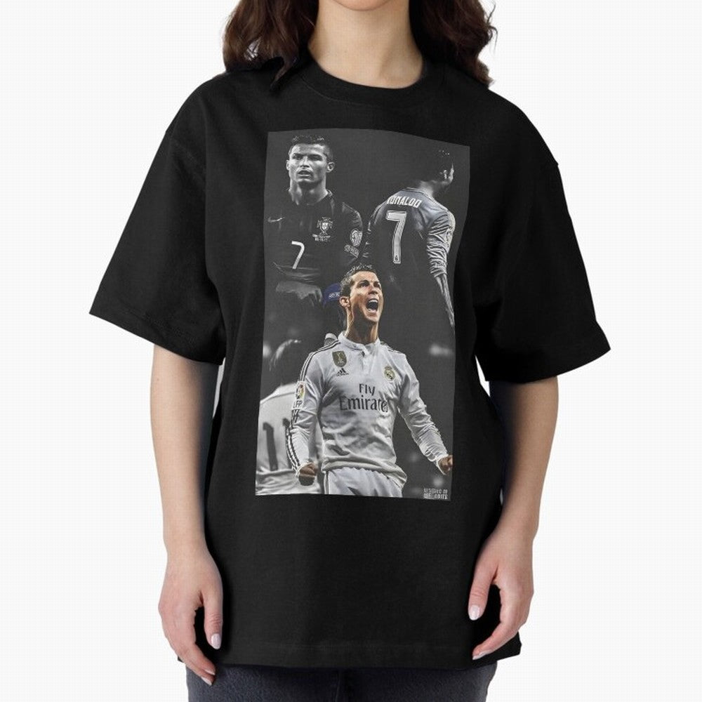 Cristiano Ronaldo CR7 Football Art Poster Oversized T-Shirt Bring Retro Soccer Energy to Global Football Passion for FIFA World Cup 2026 USA Canada Mexico, Filled with Cristiano Ronaldo, Haaland and CR7, France, Vintage Soccer Flavor, Modern