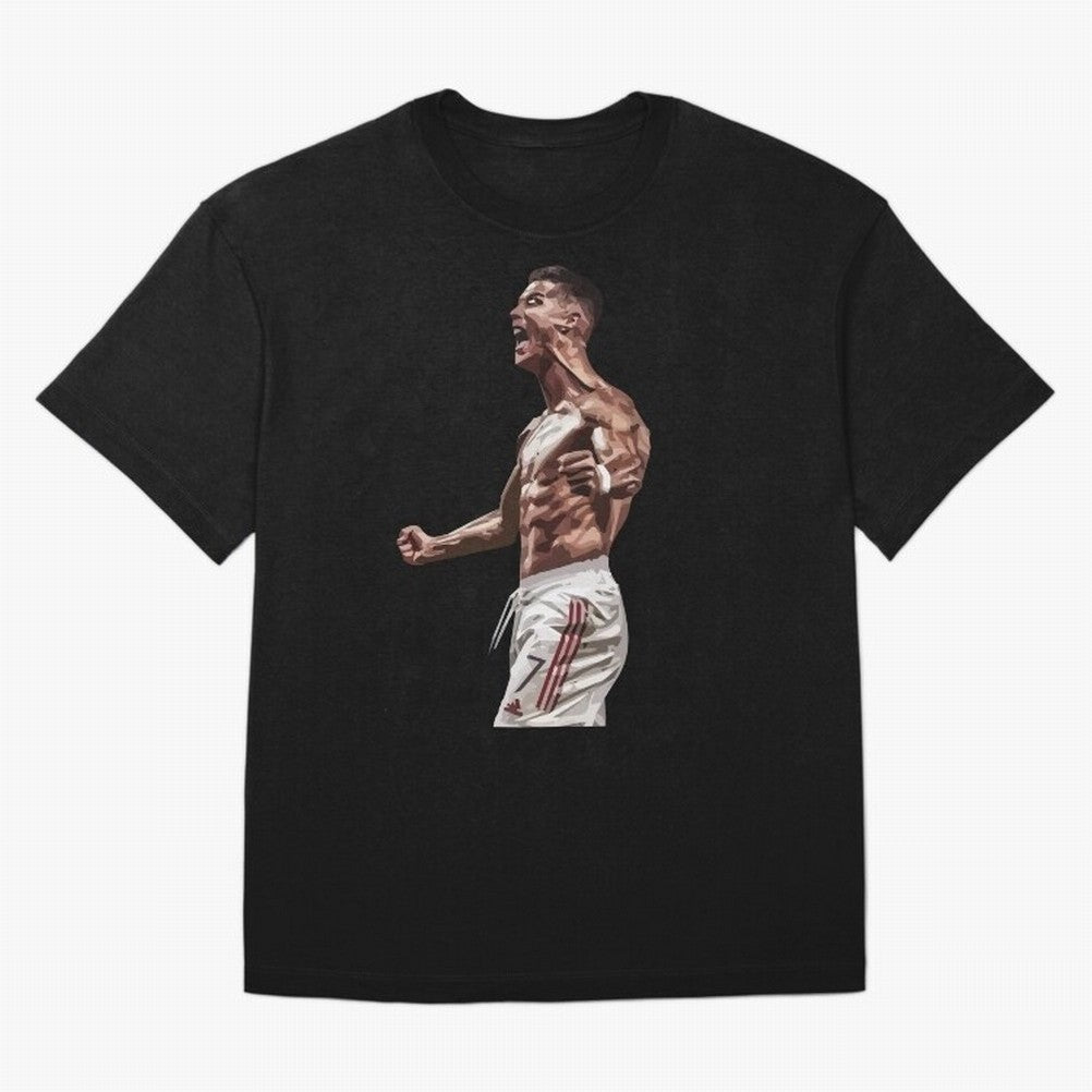 Cristiano Ronaldo - Celebration - CR7 - Black Oversized T-Shirt Stand with Global Football Passion for FIFA World Cup 2026, Capturing Cristiano Ronaldo, Portugal, Spain and Germany, Fan Favorite Moments, National Team Passion, Big Match Drama and