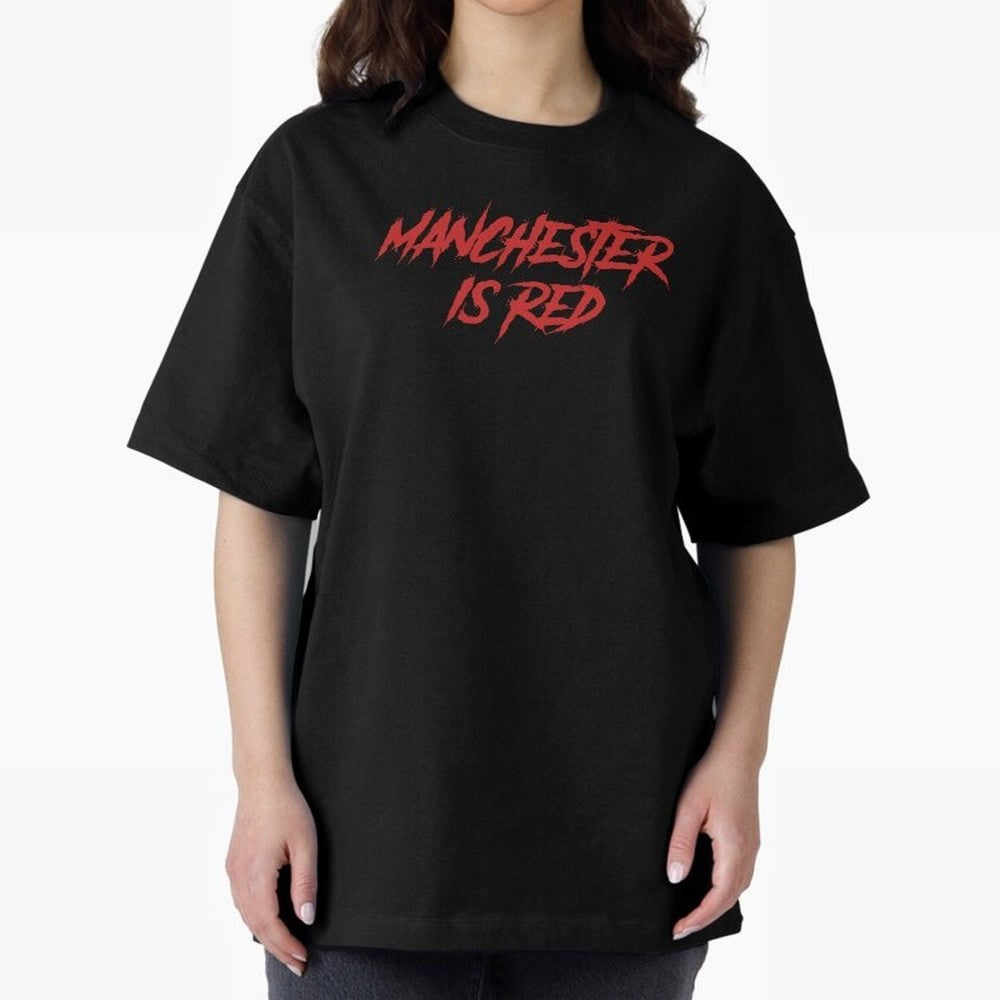 Manchester Is Red Oversized T-Shirt Back the Journey through Global Football Passion for FIFA World Cup 2026 Group Stage, with Neymar, Haaland and Cristiano Ronaldo, France, Football Festival Excitement, Trophy Ambitions, Country Rivalries and Star