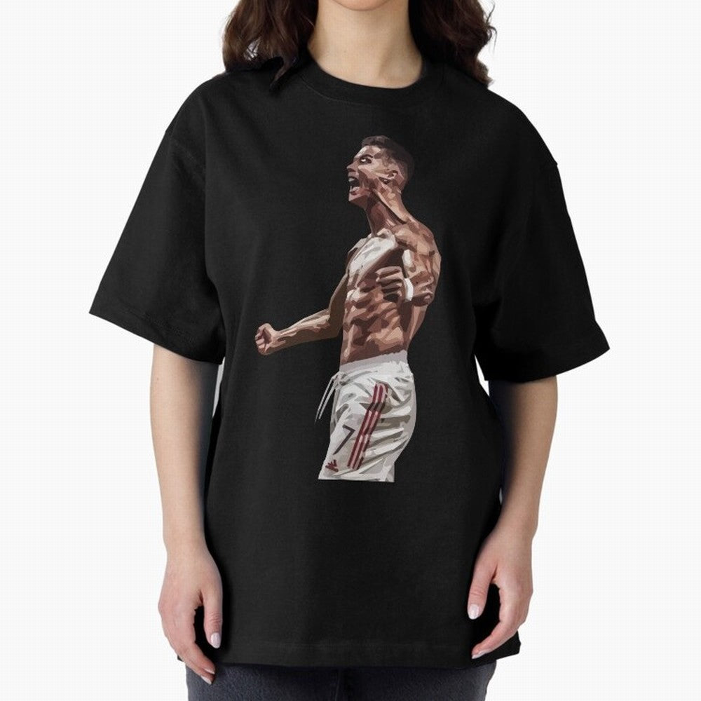 Cristiano Ronaldo - Celebration - CR7 - Manchester United Oversized T-Shirt Celebrate Classic Football Spirit in FIFA World Cup 2026 Group Stage Spirit, Made for Argentina and Brazil, Haaland, Football Passion, Legendary Performances, Festival