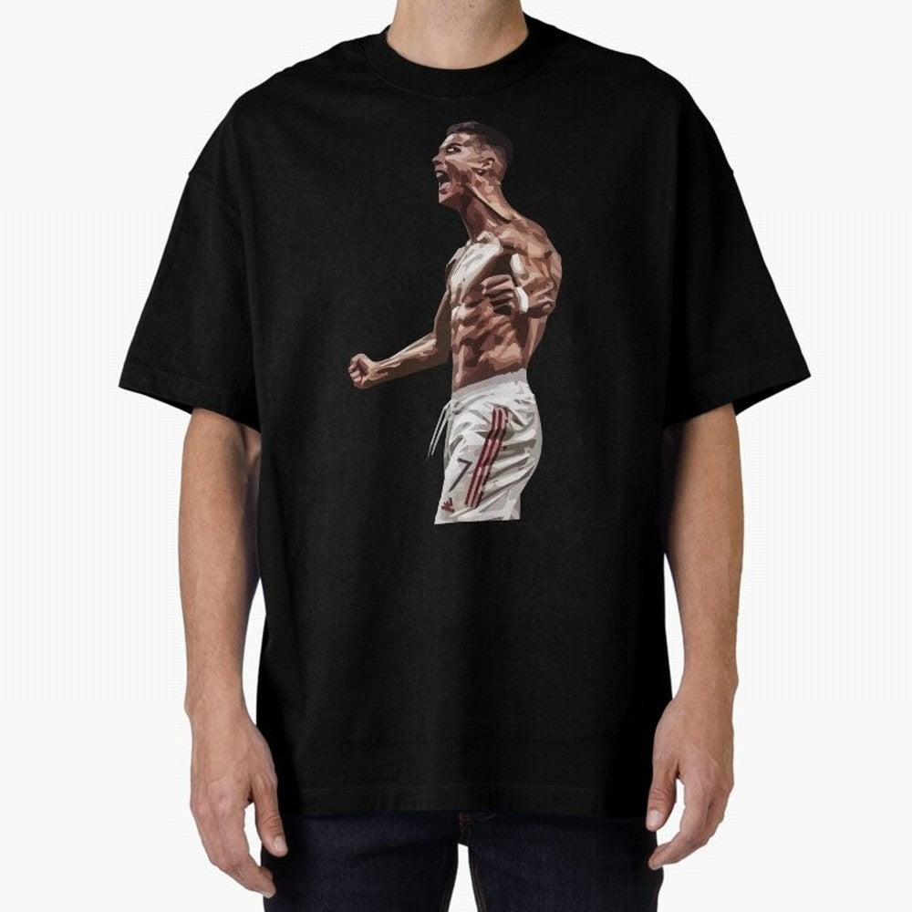 Cristiano Ronaldo - Celebration - CR7 - Manchester United Oversized T-Shirt Celebrate Classic Football Spirit in FIFA World Cup 2026 Group Stage Spirit, Made for Argentina and Brazil, Haaland, Football Passion, Legendary Performances, Festival