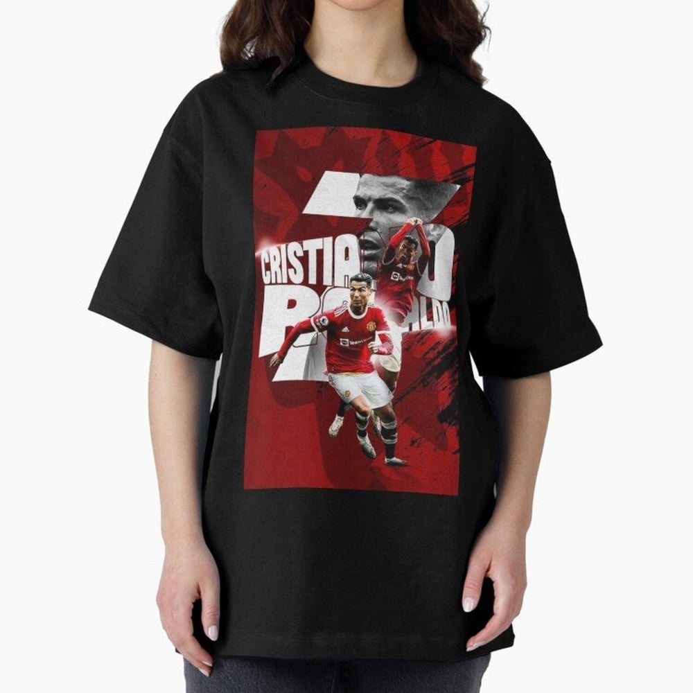Cristiano Ronaldo Illustration Oversized T-Shirt Celebrate Unforgettable Nights in the FIFA World Cup 2026 USA Canada Mexico Journey through Mbappe and Neymar Highlights, France Pride, Football Passion, Legendary Performances, Festival Vibes and