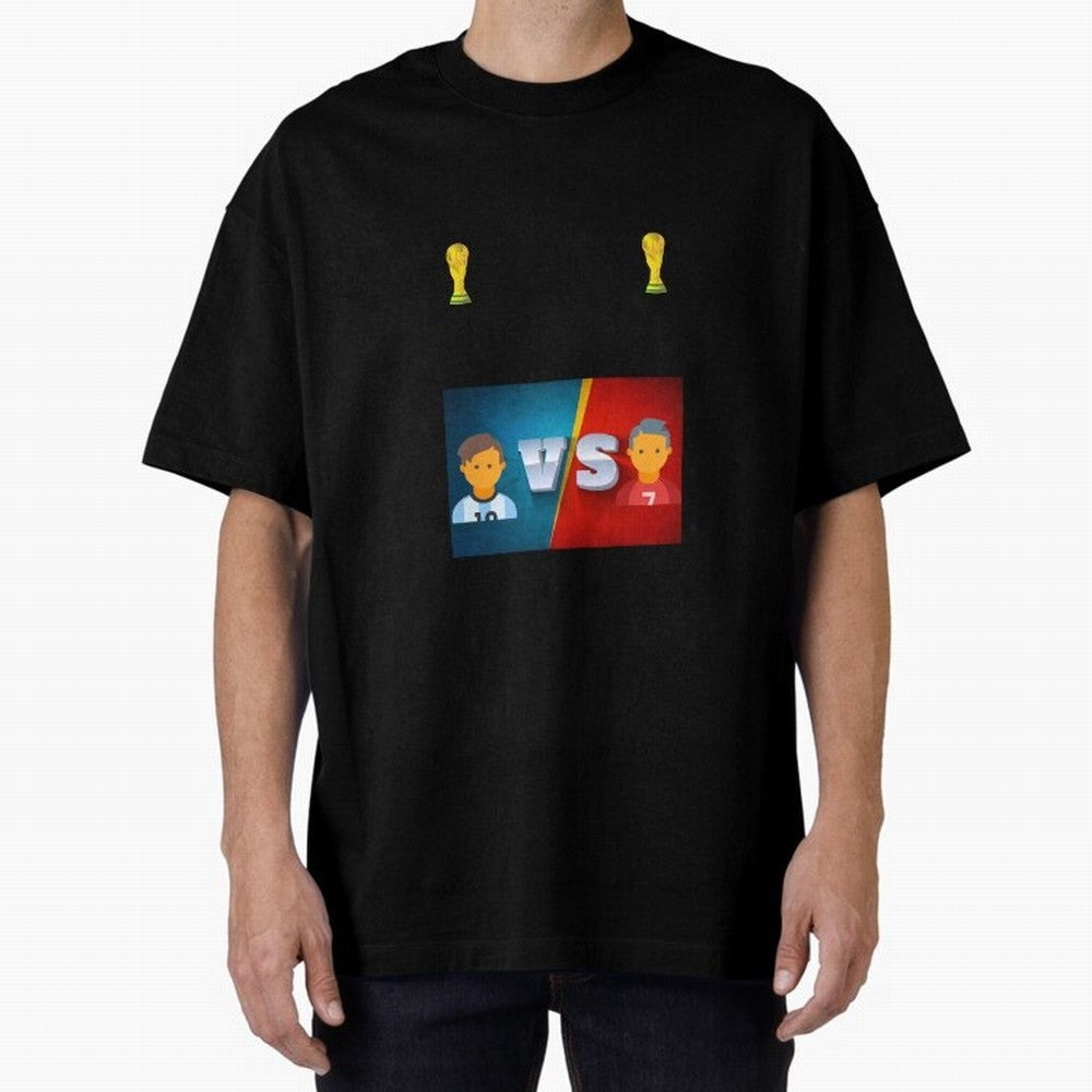 THE RONALDO VS MESSI Oversized T-Shirt Embrace FIFA World Cup 2026 Group Stage for Fans of Neymar and Portugal, Spain and Germany, Bringing Goal Celebration Energy, Supporter Heritage, Football Icons and Worldwide Tournament Joy; Perfect for People