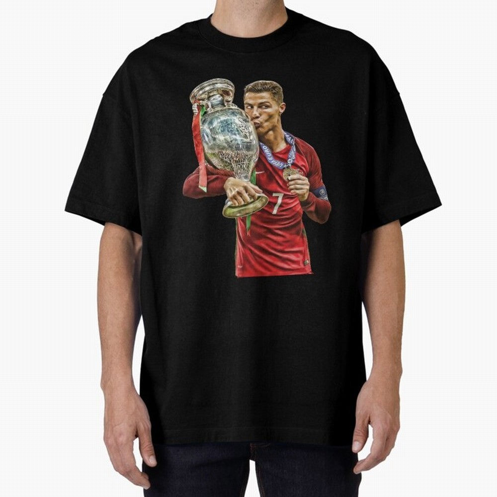 Cristiano Ronaldo Oversized T-Shirt Carry Global Football Passion for FIFA World Cup 2026, Connected to Messi, Brazil, Football Festival Excitement, Trophy Ambitions, Country Rivalries and Star Player Buzz; Perfect for Fans, Collectors, Family