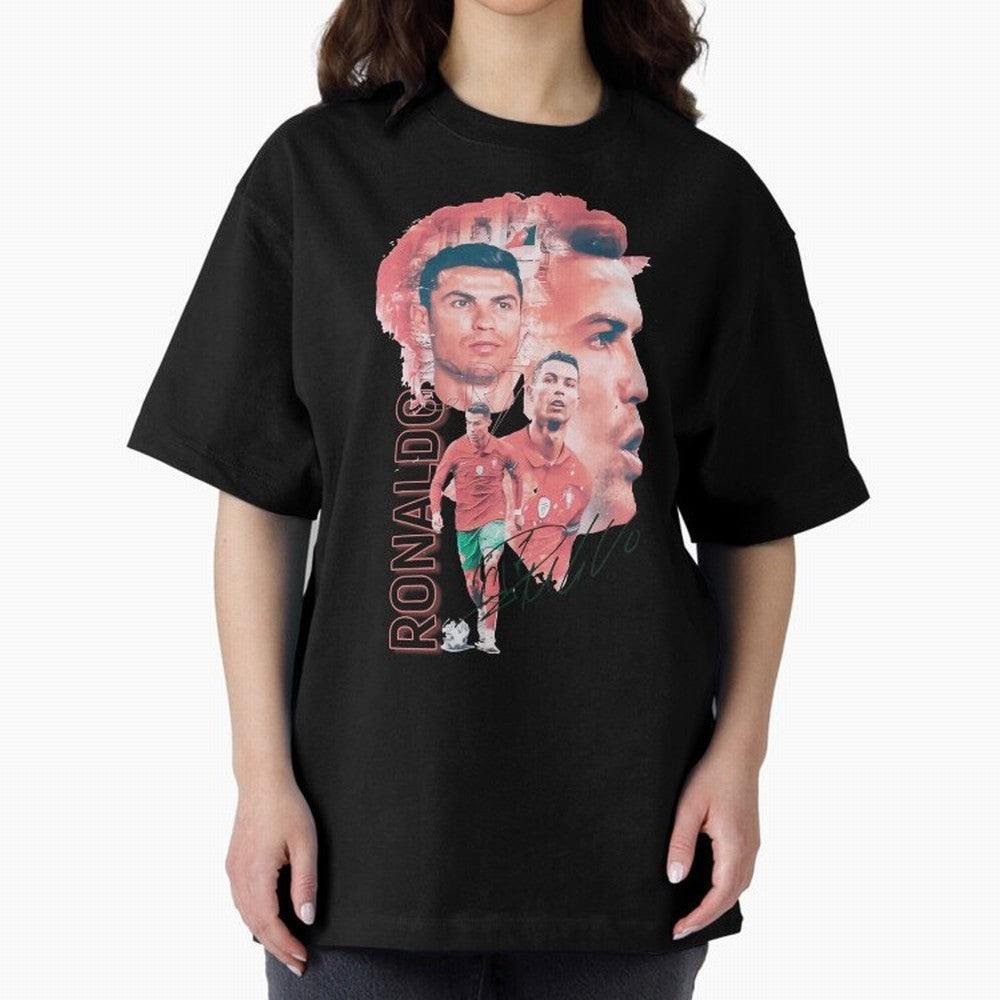 Cristiano Ronaldo Design Oversized T-Shirt Discover FIFA World Cup 2026 USA Canada Mexico with Cristiano Ronaldo, Portugal Energy, Game Day Rituals, Football Legends, Country Pride and the Road to the Final; Built for Supporters Chasing Trophy