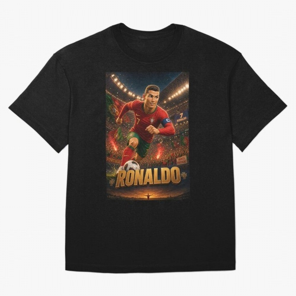 Ronaldo Oversized T-Shirt Live the Energy of Global Football Passion for FIFA World Cup 2026 Group Stage, Highlighting Cristiano Ronaldo, Brazil, Vintage Soccer Flavor, Modern Football Stars, National Flags and Final Night Emotion; Created for