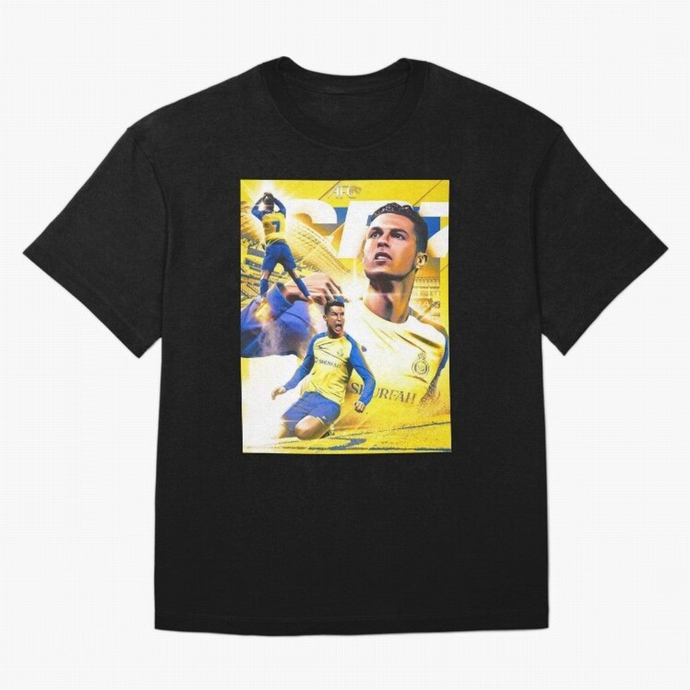 Cristiano Ronaldo Al-Nassr Football Club Oversized T-Shirt Celebrate Classic Football Spirit in Match Day Hype around FIFA World Cup 2026 Group Stage, Messi, Neymar and Mbappe, France and Portugal, Sports Nostalgia, International Competition,