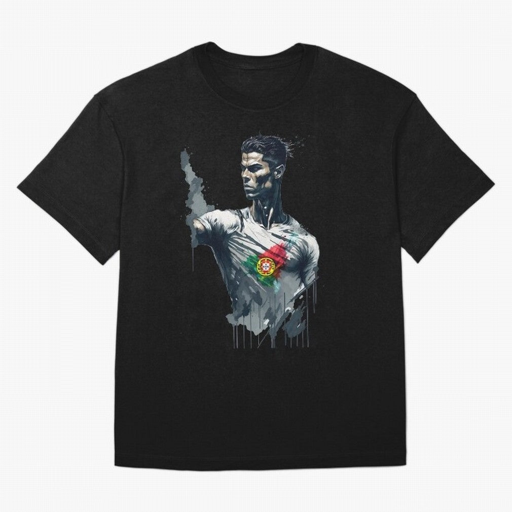 Cristiano Ronaldo splash art Oversized T-Shirt Support Iconic Players in Match Day Hype around FIFA World Cup 2026, Mbappe and Neymar, France, Goal Celebration Energy, Supporter Heritage, Football Icons and Worldwide Tournament Joy; Built for