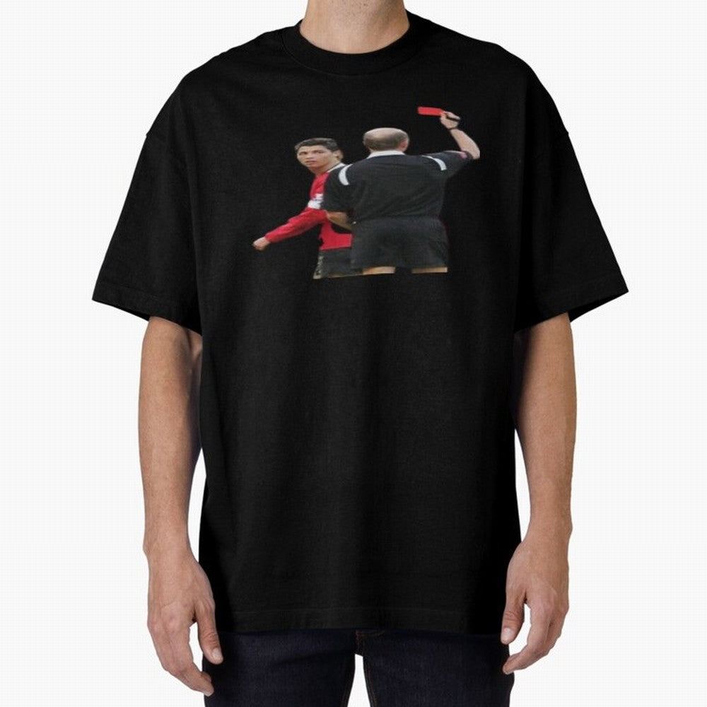 Cristiano Ronaldo Red Card Oversized T-Shirt Bring a Vintage Feel to the FIFA World Cup 2026 Journey through Cristiano Ronaldo Highlights, Spain Pride, Stadium Memories, Football Loyalty, International Chants and Championship Tradition; Great for