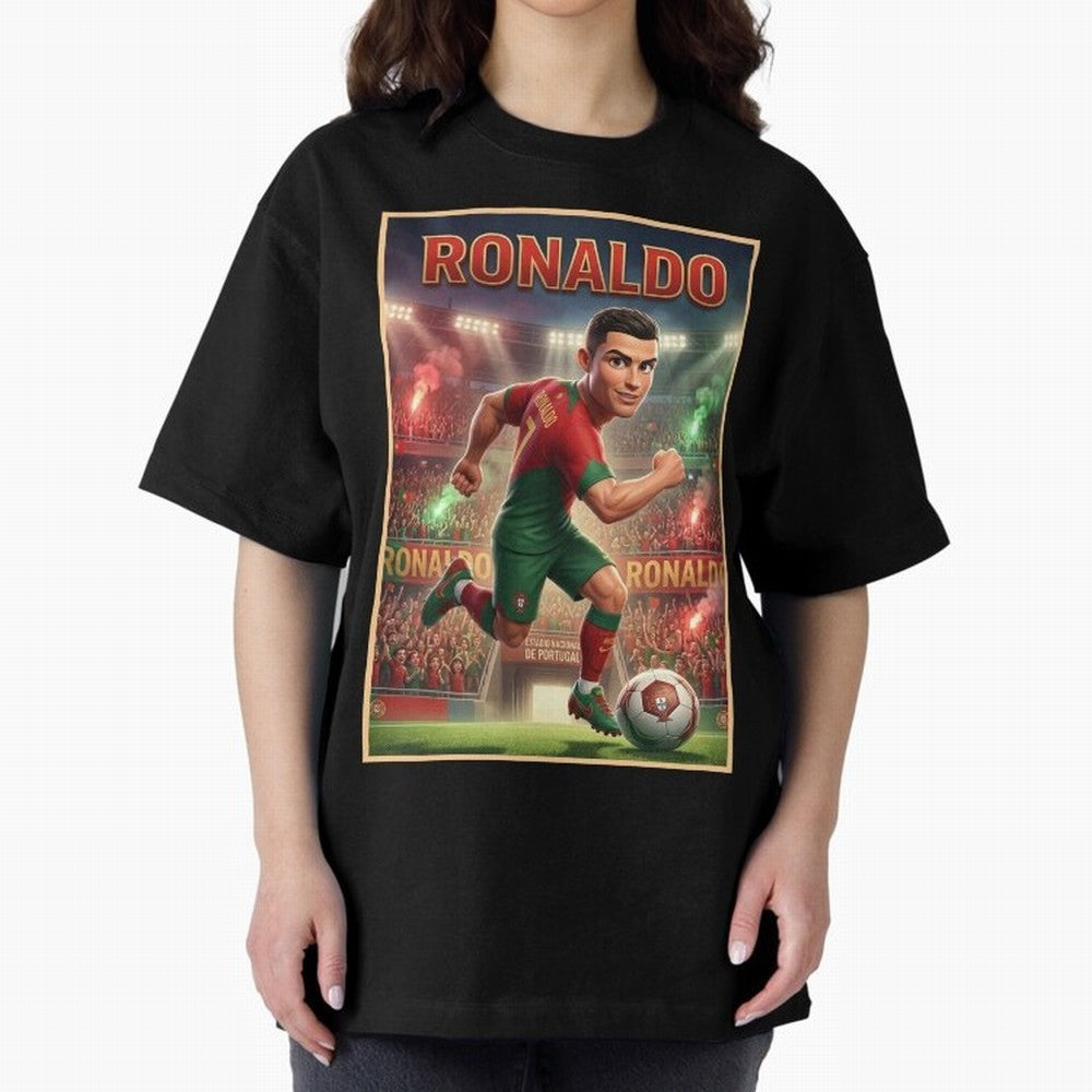 Ronaldo Oversized T-Shirt Join FIFA World Cup 2026 Group Stage Spirit, Filled with Spain, Mbappe, Match Day Excitement, Supporter Culture, Golden Goals and Global Football Passion; Ideal for Football Dads, Football Moms, Friends, Collectors and