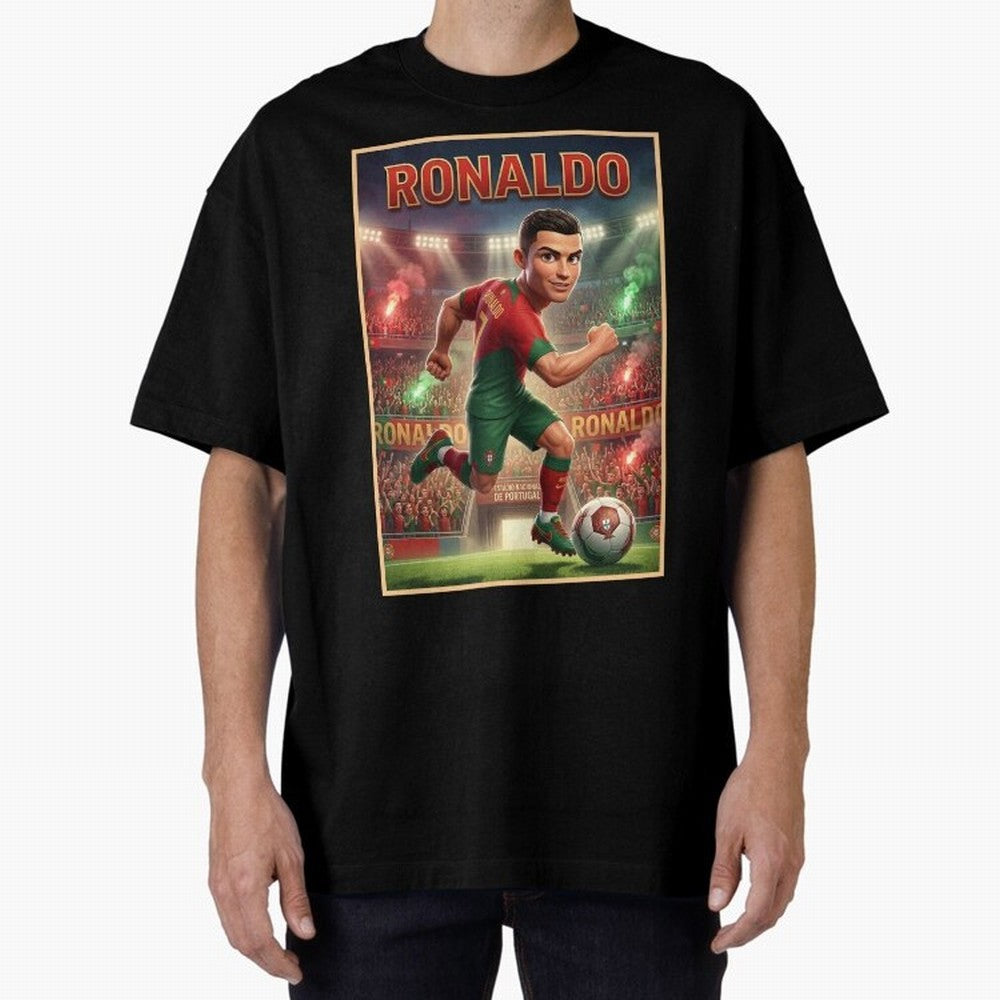 Ronaldo Oversized T-Shirt Join FIFA World Cup 2026 Group Stage Spirit, Filled with Spain, Mbappe, Match Day Excitement, Supporter Culture, Golden Goals and Global Football Passion; Ideal for Football Dads, Football Moms, Friends, Collectors and