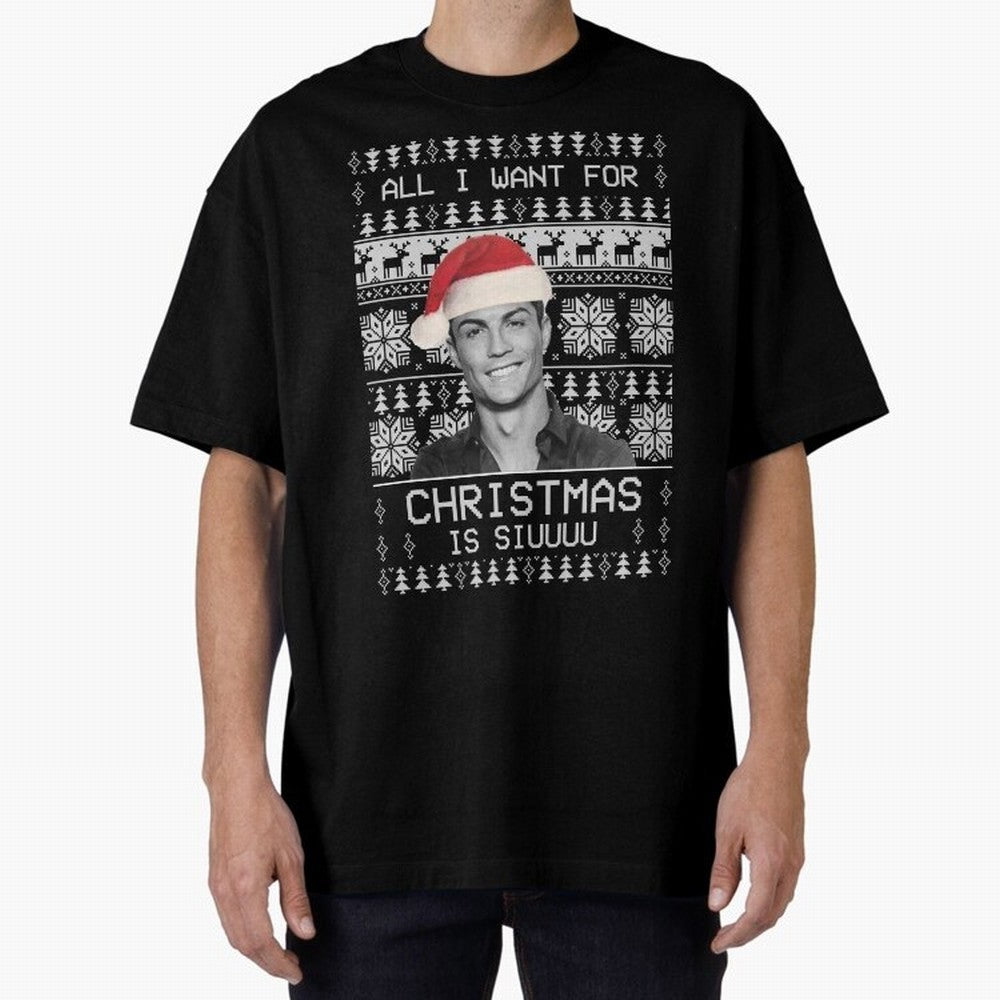 cristiano ronaldo siuuu funny christmas sweater Oversized T-Shirt Join Supporters Worldwide for Match Day Hype around FIFA World Cup 2026 USA Canada Mexico, Mbappe and Neymar, Argentina and Brazil, Vintage Soccer Flavor, Modern Football Stars,