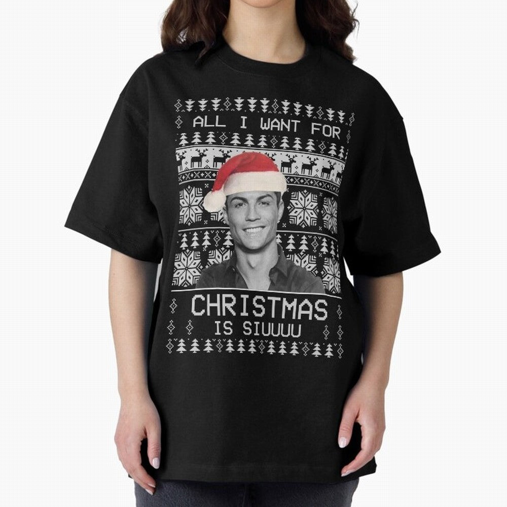 cristiano ronaldo siuuu funny christmas sweater Oversized T-Shirt Join Supporters Worldwide for Match Day Hype around FIFA World Cup 2026 USA Canada Mexico, Mbappe and Neymar, Argentina and Brazil, Vintage Soccer Flavor, Modern Football Stars,