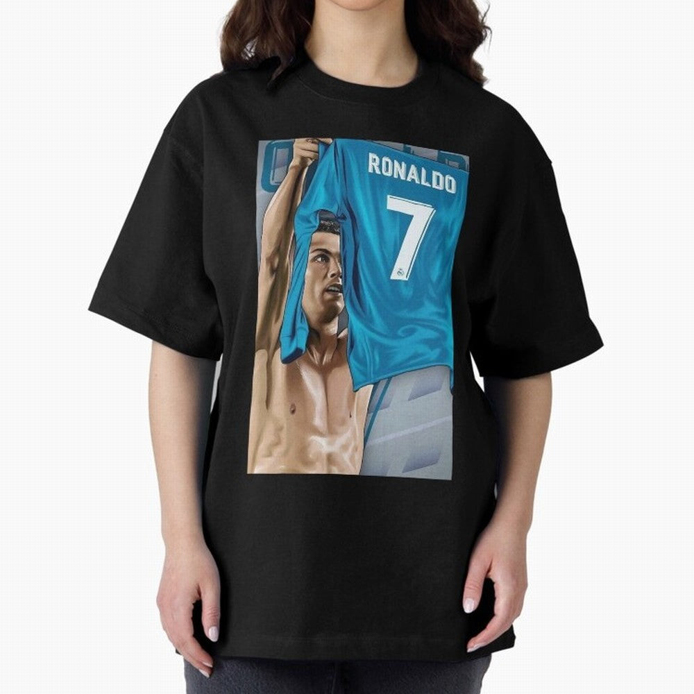 Cristiano Ronaldo Oversized T-Shirt Feel the Trophy Chase of FIFA World Cup 2026 for Fans of CR7 and Messi and England, France and Netherlands, Bringing Tournament Hype, Historic Matchups, Family Viewing Parties and Global Sports Pride; Perfect for