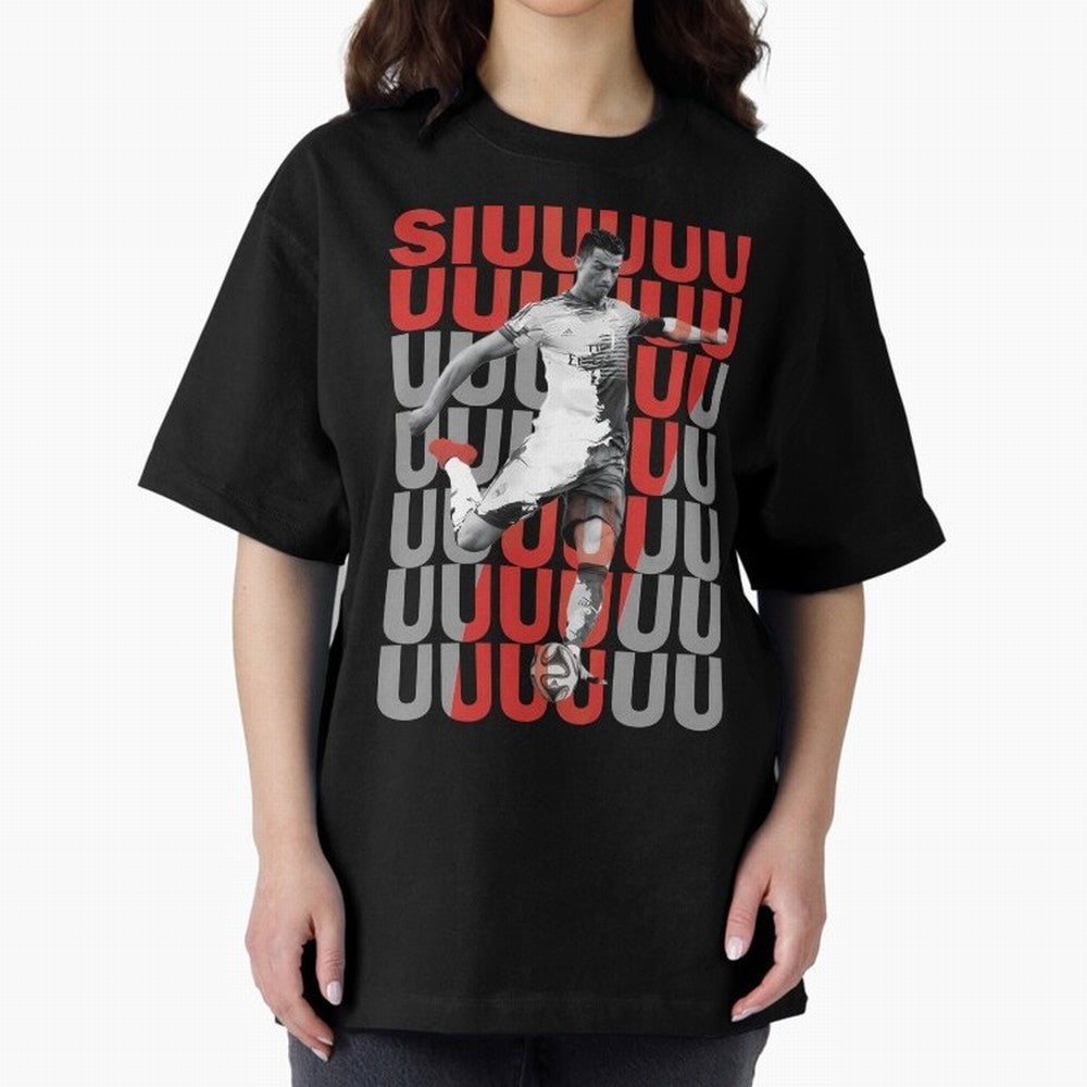 Siuuuuuu Cristiano Ronaldo Oversized T-Shirt Turn Every Weekend Toward FIFA World Cup 2026 USA Canada Mexico Connected to Haaland and Mbappe, Brazil, Portugal and Argentina Energy, Sports Nostalgia, International Competition, Famous Players and
