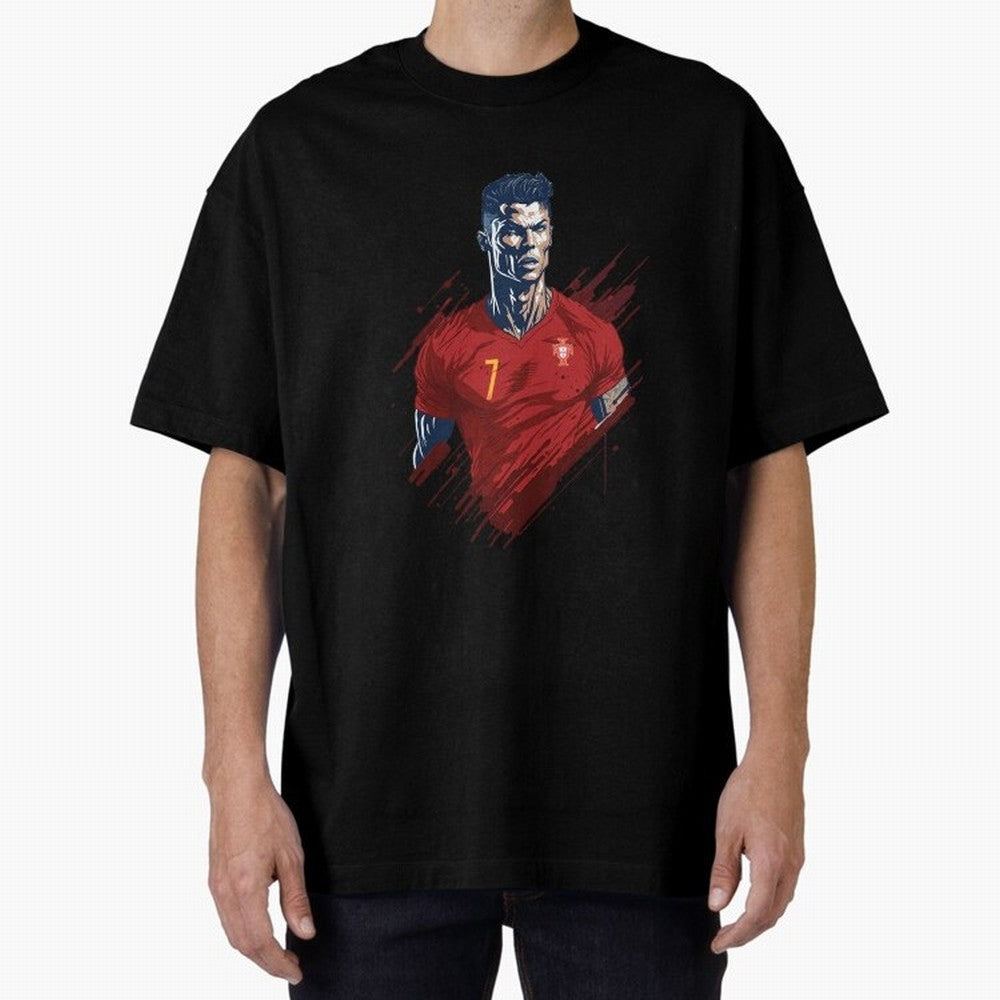 Cristiano Ronaldo splash art Oversized T-Shirt Experience the Global Stage of FIFA World Cup 2026 USA Canada Mexico Spirit, Filled with Spain and Netherlands, Messi and Cristiano Ronaldo, Supporter Pride, Iconic Celebrations, Legendary Names and