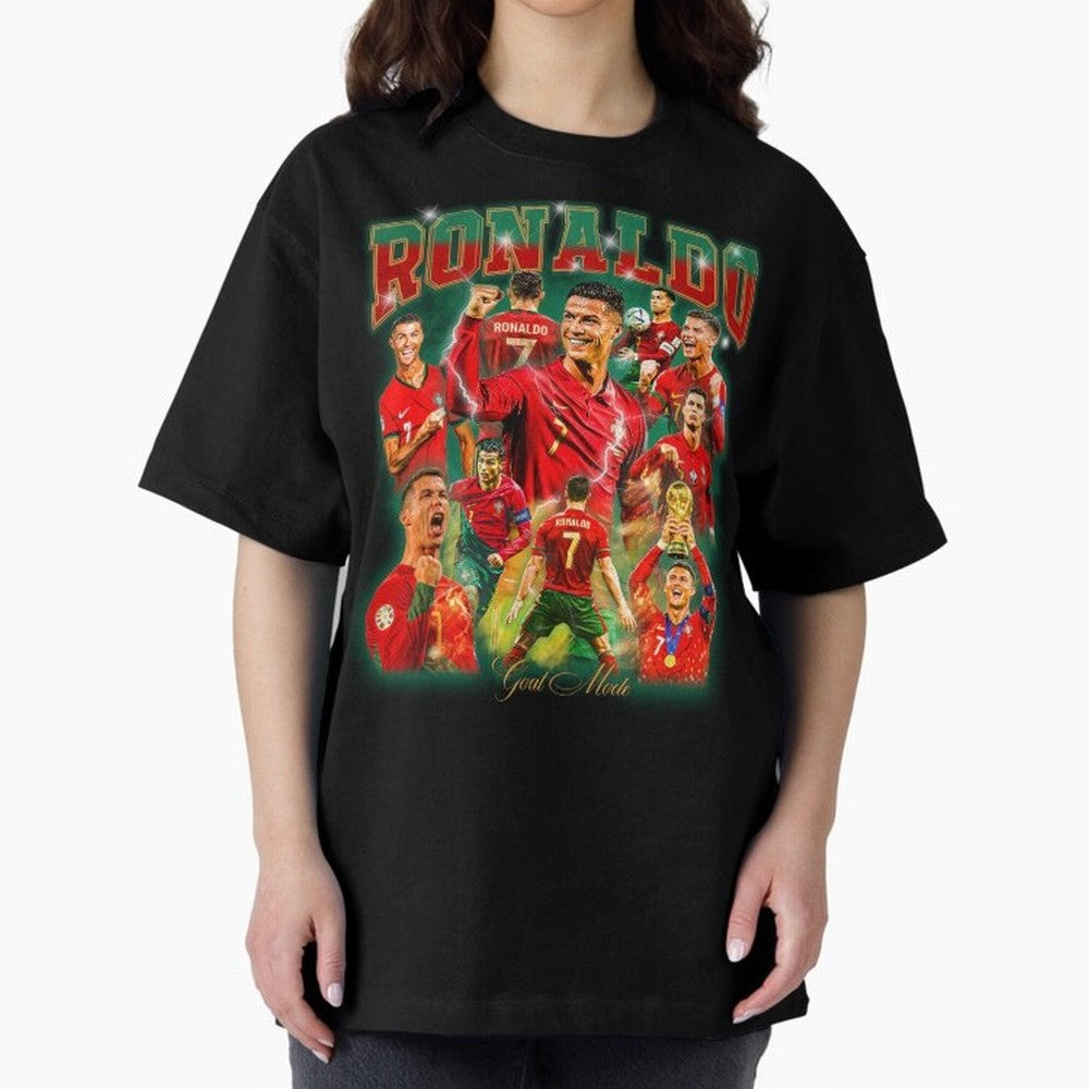 Ronaldo Vintage Bootleg Design Oversized T-Shirt Represent Football Lovers during FIFA World Cup 2026 USA Canada Mexico for Fans of Neymar, Haaland and Cristiano Ronaldo and Argentina, Bringing Football History, Final Match Energy, Crowd Noise and