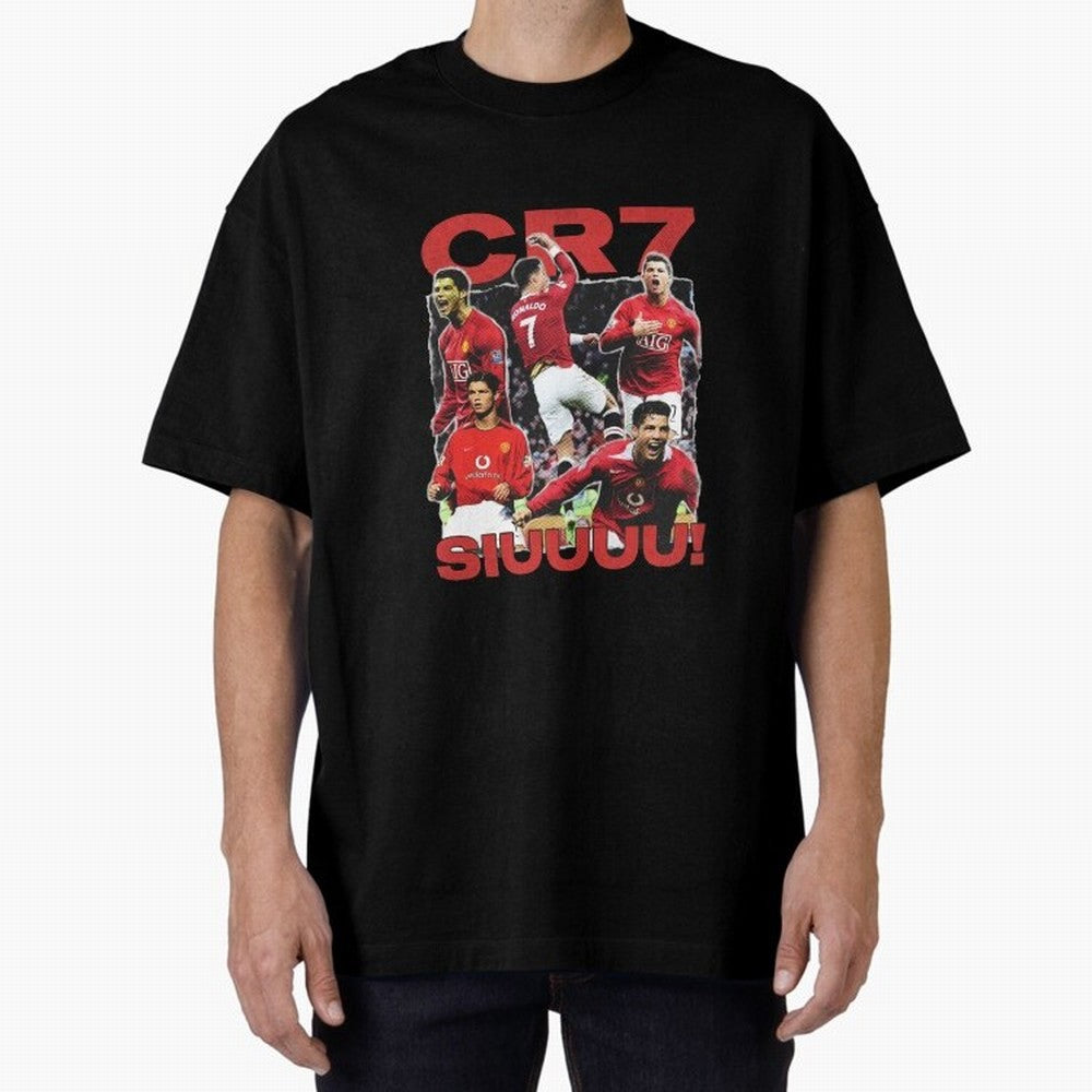 Retro Cristiano Ronaldo Manchester United Oversized T-Shirt Capture FIFA World Cup 2026 Group Stage Filled with CR7, France and Portugal Energy, Goal Celebration Energy, Supporter Heritage, Football Icons and Worldwide Tournament Joy; Great for