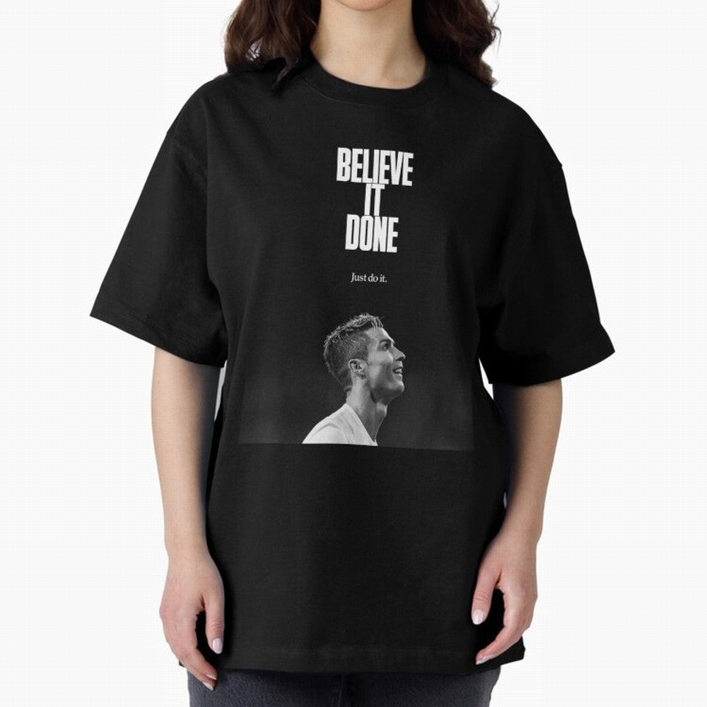 CRISTIANO RONALDO BELIVE IT DONE Oversized T-Shirt Stand Out with Spirit from FIFA World Cup 2026 Spirit, Centered on Portugal, Cristiano Ronaldo, Stadium Chants, National Pride, Trophy Dreams and Unforgettable Football Memories; Made for