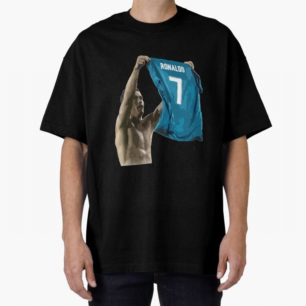 Cristiano Ronaldo celebration goal against Barcelona Oversized T-Shirt Make Your Look Match FIFA World Cup 2026 Group Stage Spirit, Inspired by Argentina, Haaland, Vintage Soccer Flavor, Modern Football Stars, National Flags and Final Night