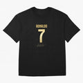 CR7 Cristiano Ronaldo Black And Gold Luxury Drawstring Bag Oversized T-Shirt Make Game Day About FIFA World Cup 2026 Group Stage for Fans of Neymar, Haaland and Cristiano Ronaldo and Germany, Bringing Global Supporter Spirit, Legendary Goals,