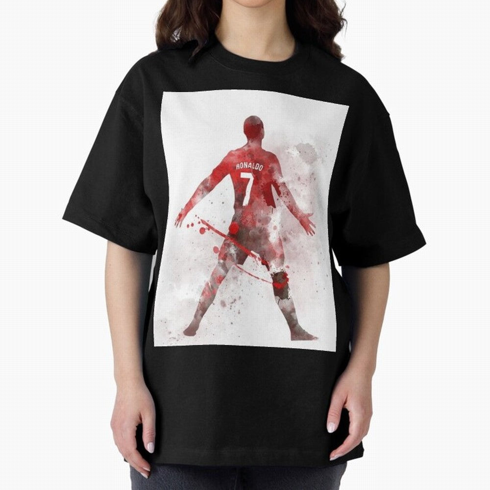 Cristiano Ronaldo Oversized T-Shirt Bring Retro Soccer Energy to Global Football Passion for FIFA World Cup 2026 USA Canada Mexico, Centered on CR7, Brazil, Championship Spirit, Famous Goals, Roaring Crowds and International Football Unity; Perfect