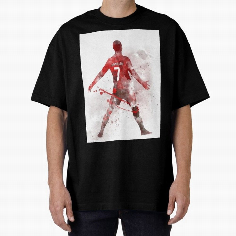 Cristiano Ronaldo Oversized T-Shirt Bring Retro Soccer Energy to Global Football Passion for FIFA World Cup 2026 USA Canada Mexico, Centered on CR7, Brazil, Championship Spirit, Famous Goals, Roaring Crowds and International Football Unity; Perfect