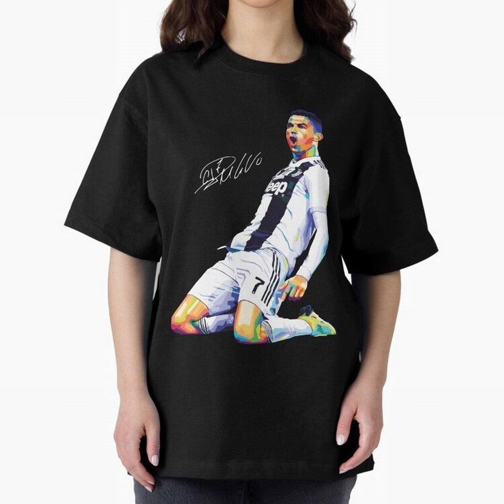 C Ronaldo Wpap Pop Art Oversized T-Shirt Capture Stadium Memories from FIFA World Cup 2026 USA Canada Mexico Spirit, with Portugal, Spain and Germany, CR7 and Messi, Sports Nostalgia, International Competition, Famous Players and Unforgettable
