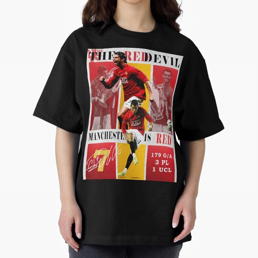 Cristiano Ronaldo 2008 Manchester United Poster Oversized T-Shirt Join the Global Buzz around FIFA World Cup 2026 Group Stage for Fans of Mbappe and Neymar and France, Bringing Classic Soccer Heritage, Championship Pressure, Fan Loyalty and