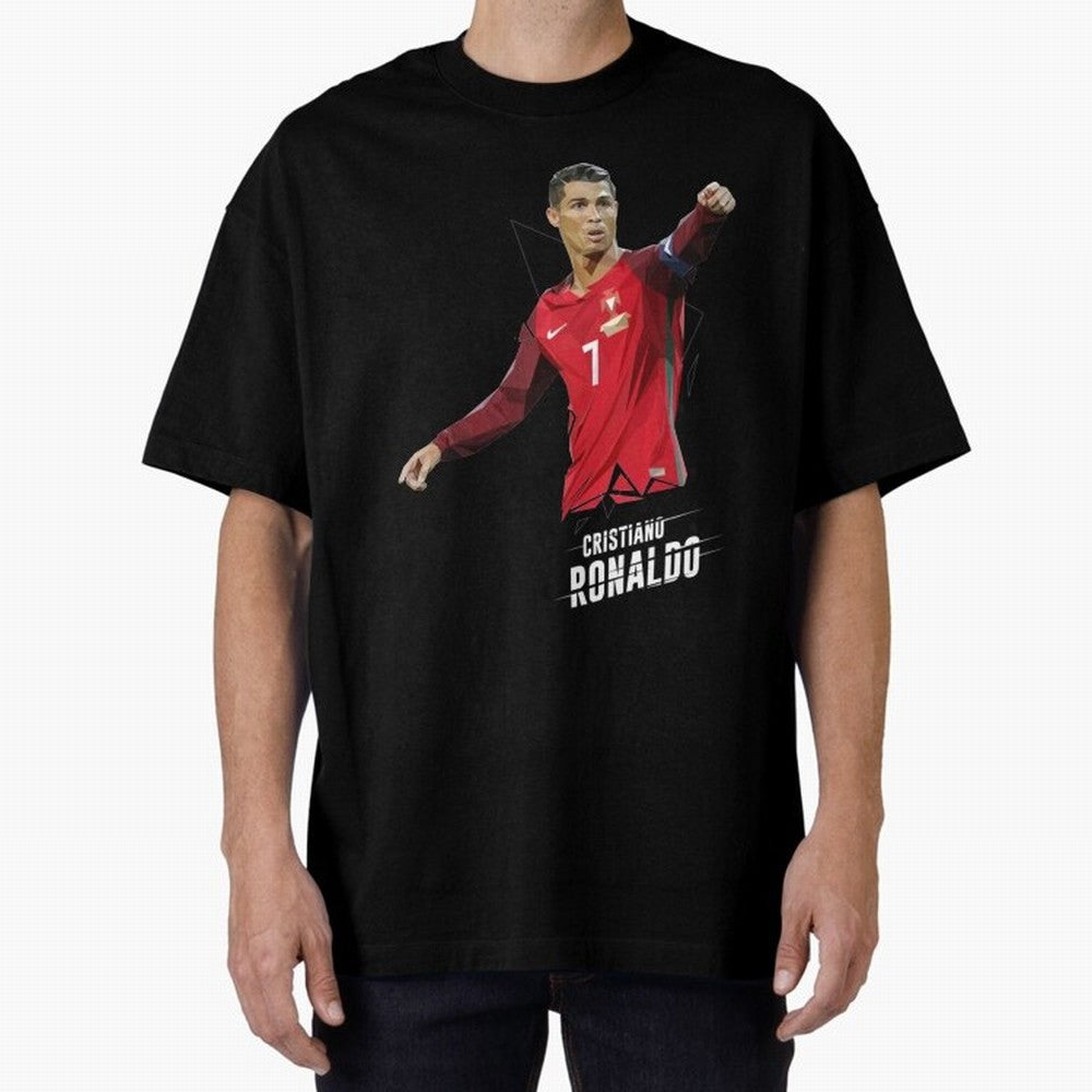 Ronaldo Cristiano Ronaldo Lowpoly Art Oversized T-Shirt Relive Legendary Nights from the FIFA World Cup 2026 USA Canada Mexico Journey through Messi Highlights, Argentina, France and Brazil Pride, Vintage Soccer Flavor, Modern Football Stars,