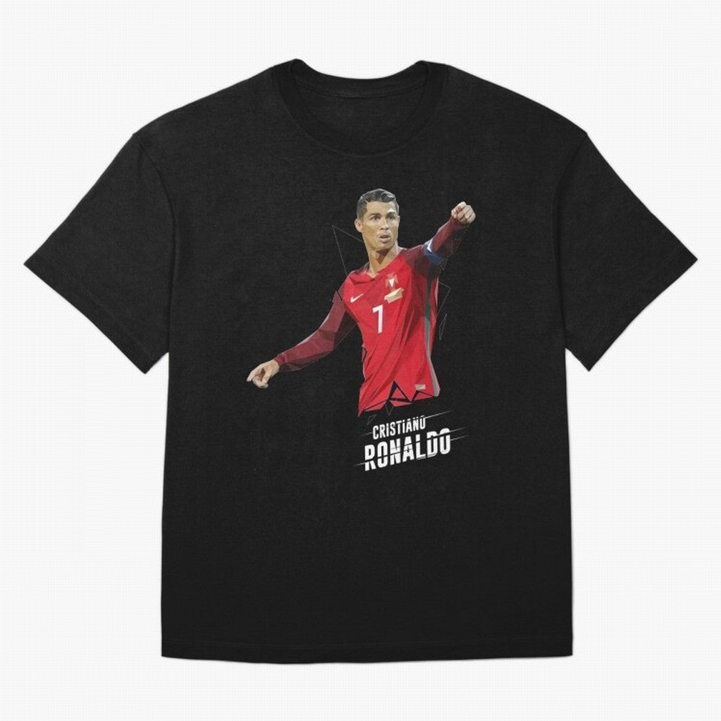 Ronaldo Cristiano Ronaldo Lowpoly Art Oversized T-Shirt Relive Legendary Nights from the FIFA World Cup 2026 USA Canada Mexico Journey through Messi Highlights, Argentina, France and Brazil Pride, Vintage Soccer Flavor, Modern Football Stars,