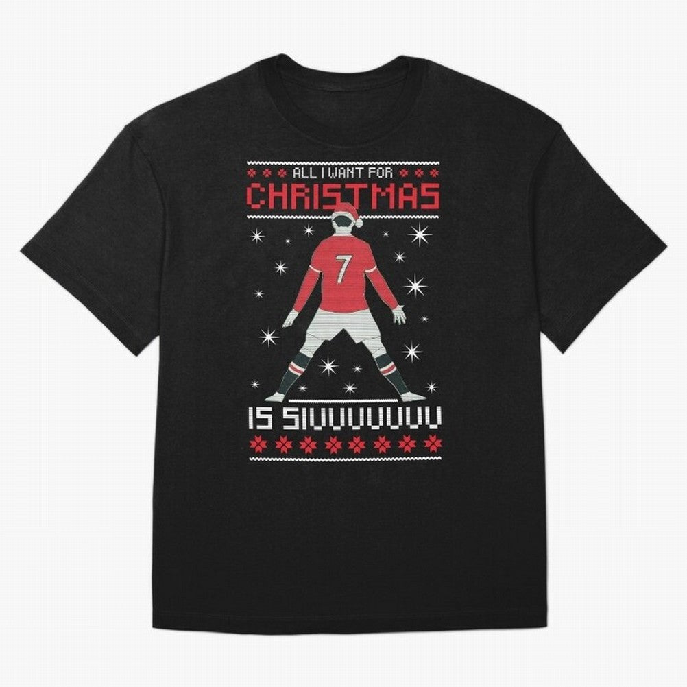ALL I WANT FOR CHRISTMAS IS SIU Oversized T-Shirt Live for the Drama of FIFA World Cup 2026 USA Canada Mexico for Fans of Cristiano Ronaldo and Argentina and Brazil, Bringing Football Festival Excitement, Trophy Ambitions, Country Rivalries and
