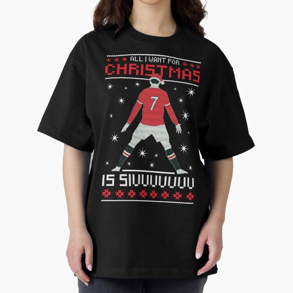 ALL I WANT FOR CHRISTMAS IS SIU Oversized T-Shirt Live for the Drama of FIFA World Cup 2026 USA Canada Mexico for Fans of Cristiano Ronaldo and Argentina and Brazil, Bringing Football Festival Excitement, Trophy Ambitions, Country Rivalries and