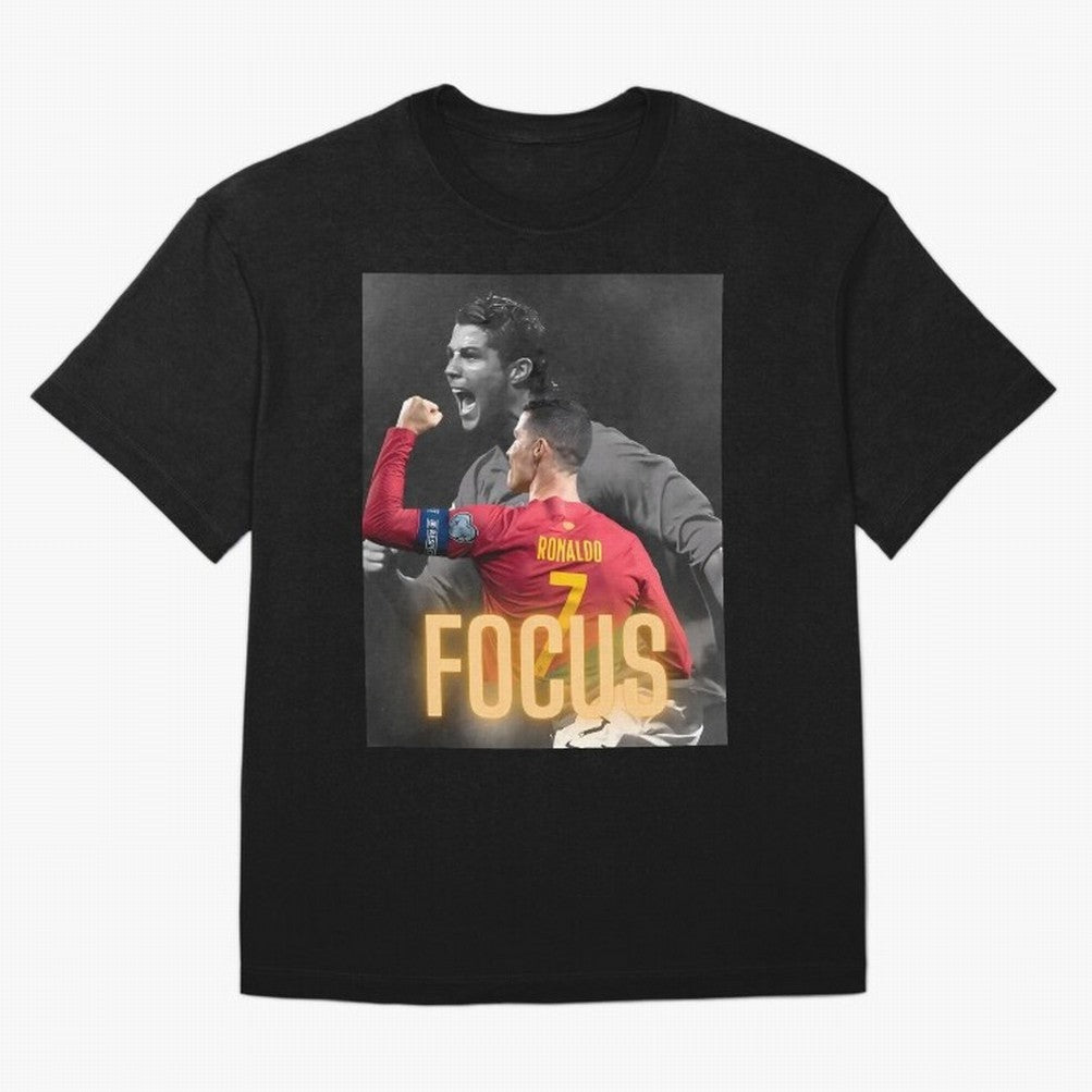 Focus With CR7 Oversized T-Shirt Support the Legends of Global Football Passion for FIFA World Cup 2026 Group Stage, Centered on CR7, Portugal, Football Passion, Legendary Performances, Festival Vibes and Supporter Community; Made for Collectors
