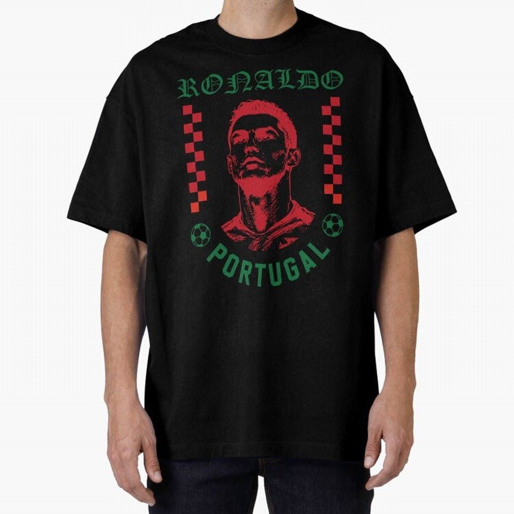 Cristiano Ronaldo Portugal Football Design World Cup Fan Art GOAT Soccer Oversized T-Shirt Show Your Tournament Heart for FIFA World Cup 2026 USA Canada Mexico Highlighting Messi, CR7 and Mbappe, Brazil Energy, Stadium Chants, National Pride,