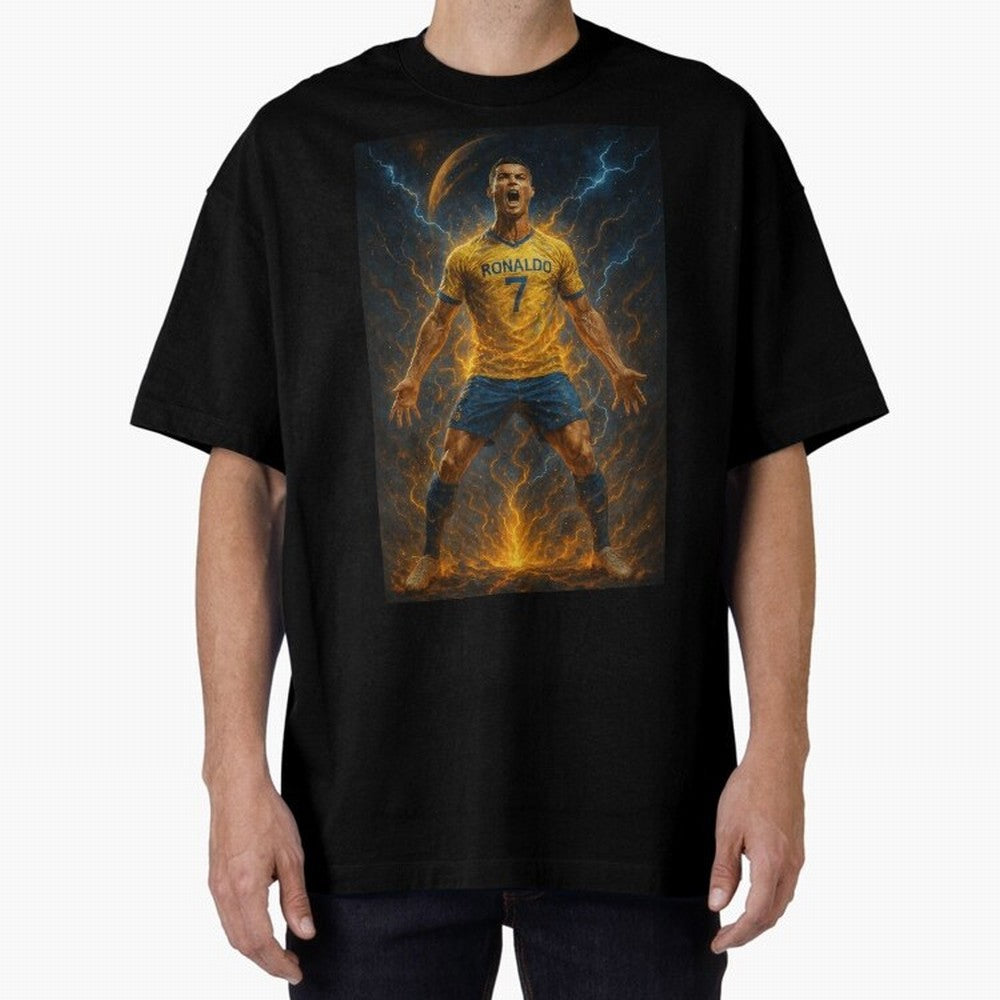 Cristiano Ronaldo Oversized T-Shirt Represent the FIFA World Cup 2026 USA Canada Mexico Journey through Cristiano Ronaldo Highlights, Argentina and Brazil Pride, Goal Celebration Energy, Supporter Heritage, Football Icons and Worldwide Tournament