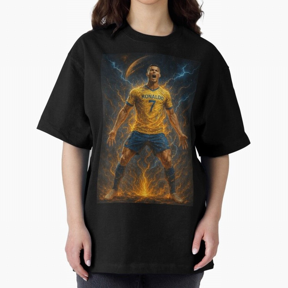 Cristiano Ronaldo Oversized T-Shirt Represent the FIFA World Cup 2026 USA Canada Mexico Journey through Cristiano Ronaldo Highlights, Argentina and Brazil Pride, Goal Celebration Energy, Supporter Heritage, Football Icons and Worldwide Tournament