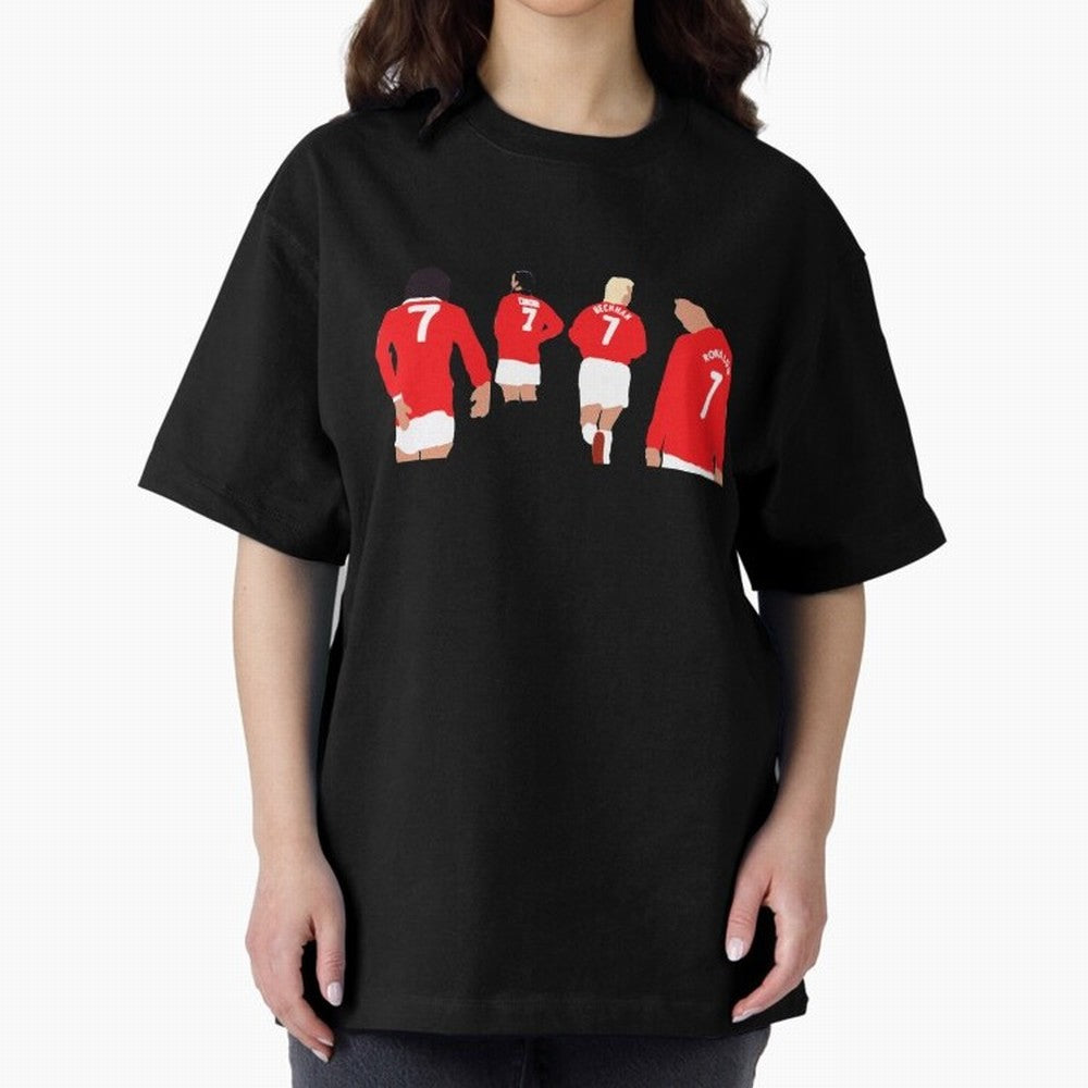 Manchester United Number 7 Legends Oversized T-Shirt Show Up for the Glory of Global Football Passion for FIFA World Cup 2026 Group Stage, Built around CR7, Portugal, Retro Football Energy, Iconic Rivalries, Trophy Chase Drama and Stadium